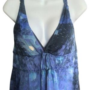 Rebecca Taylor blue watercolor silk sleeveless top